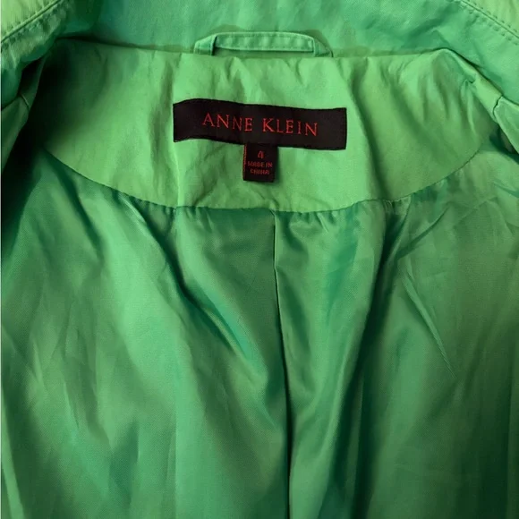 Anne Klein Spring Lime Green Belted Trench Coat - Picture 12 of 12
